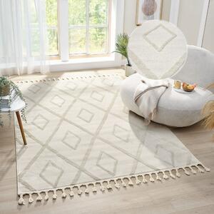 Kremowy dywan w stylu boho-chic 80x150 cm