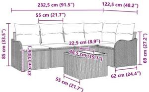 Zestaw Mebli Ogrodowych Komplet Wypoczynkowy Z Poduszkami 6-Częściowy Beżowy Rattan Na Taras Balkon Ogród