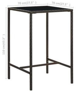 Ogrodowy stolik barowy, brązowy, 70x70x110cm, rattan pe i szkło