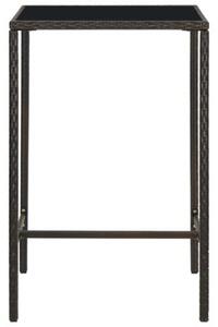 Ogrodowy stolik barowy, brązowy, 70x70x110cm, rattan pe i szkło