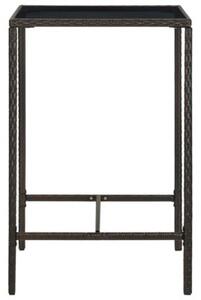 Ogrodowy stolik barowy, brązowy, 70x70x110cm, rattan pe i szkło