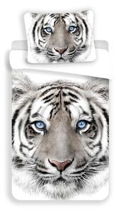 Biało-szara bawełniana pościel dziecięca jednoosobowa 140x200 cm White Tiger – Jerry Fabrics