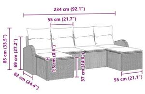 Zestaw Mebli Ogrodowych Komplet Wypoczynkowy Z Poduszkami 6-Częściowy Czarny Rattan Na Taras Balkon Ogród