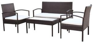 Zestaw Mebli Ogrodowych Komplet Wypoczynkowy Z Poduszkami 4-Częściowy Brązowy Rattan Na Taras Balkon Ogród