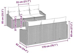 Zestaw Mebli Ogrodowych Komplet Wypoczynkowy 7-Częściowy Rattan Na Taras Balkon Ogród