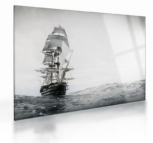 Obraz na szkle - Statek płynący po oceanie (70x50 cm)