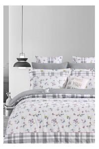 Biało-szara pościel dwuosobowa z bawełny renforcé z prześcieradłem 200x220 cm – Mila Home