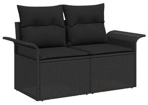 Sofa ogrodowa z poduszką czarny 141 x 62 x 69cm polirattan