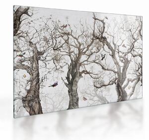 Obraz na szkle - Wzór lasu, rysunek (70x50 cm)