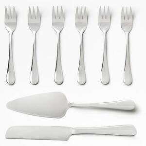 Widelczyki deserowe w biało-srebrnym kolorze ze stali nierdzewnej zestaw The Essentials Cake Tools – Printworks