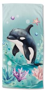 Niebieski aksamitny ręcznik plażowy dla dzieci 75x150 cm Splash – Good Morning