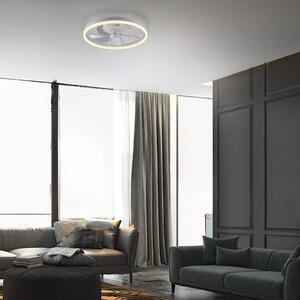 JUST LIGHT. GmbH Wentylator sufitowy LED Rita, biały, CCT, pilot, Ø 50 cm możliwość ściemniania, biały / opal, salon / jadalnia, metal, nowoczesny