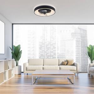 JUST LIGHT. GmbH Wentylator sufitowy LED Venika, czarny CCT, z pilotem, średnica 48,6 cm możliwość ściemniania, czarny, salon / jadalnia, metal, nowoczesny