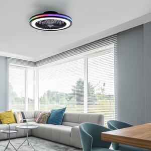 JUST LIGHT. GmbH Wentylator sufitowy LED Brandon, czarny, RGBW, CCT, Ø 46,5 cm możliwość ściemniania, czarny, salon / jadalnia, tworzywo sztuczne, nowoczesny