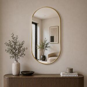 Srebrne lustro glamour prostokątne w złotej ramie 60x90 cm M-0664