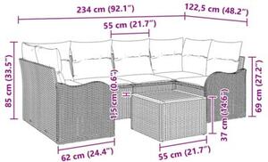 Zestaw Mebli Ogrodowych Komplet Wypoczynkowy Z Poduszkami 7-Częściowy Czarny Rattan Na Taras Balkon Ogród