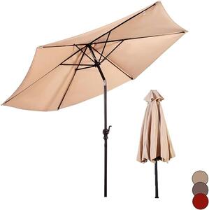 KOMFOTTEU Parasol ogrodowy Ø270 cm, parasol z regulacj nachylenia i ochron przed promieniowaniem UV, parasol z korb, 6-ramienny, z rczn korb, parasol tarasowy i balkonowy