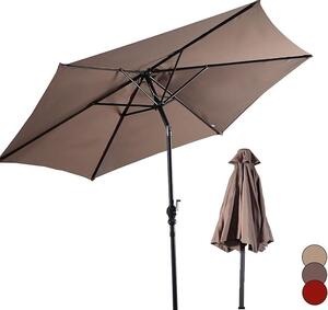 KOMFOTTEU Parasol ogrodowy Ø270 cm, parasol z regulacj nachylenia i ochron przed promieniowaniem UV, parasol z korb, 6-ramienny, z rczn korb, parasol tarasowy i balkonowy