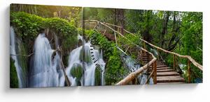 Obraz - Jeziora Plitwickie (z zegarem) (90x30 cm)