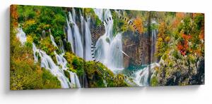 Obraz - Park Narodowy Jezior Plitwickich (z zegarem) (90x30 cm)