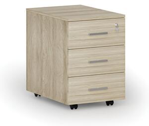 Kontener biurowy mobilny SOLID, 3 szuflady, 430 x 546 x 619 mm, dąb naturalny