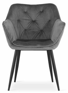 EMWOmeble Krzesła z podłokietnikami MADERA 3715 ciemnoszary welur / 2 sztuki