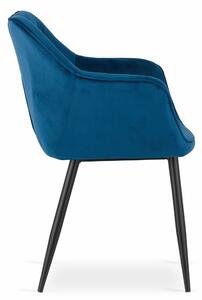 EMWOmeble Krzesła z podłokietnikami MADERA 3717 niebieski welur / 2 sztuki
