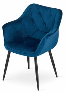 EMWOmeble Krzesła z podłokietnikami MADERA 3717 niebieski welur / 2 sztuki