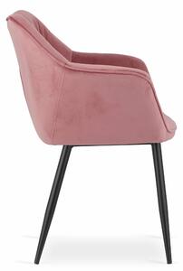 EMWOmeble Krzesła z podłokietnikami MADERA 3718 różowy welur / 2 sztuki