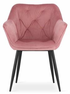 EMWOmeble Krzesła z podłokietnikami MADERA 3718 różowy welur / 2 sztuki