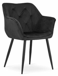 EMWOmeble Krzesła z podłokietnikami MADERA 3716 czarny welur / 2 sztuki