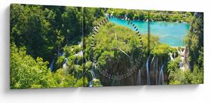 Obraz - Wodospady (z zegarem) (90x30 cm)