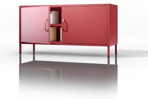 Szafka RTV metalowa na nóżkach czerwona Modern ROSA 1150 x 595 x 400 mm