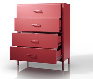 Komoda szafka metalowa czerwona Modern CARLA, 800 x 1015 x 400 mm