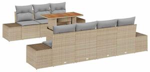 Zestaw Mebli Ogrodowych Komplet Wypoczynkowy 8-Częściowy Beżowy Rattan Na Taras Balkon Ogród