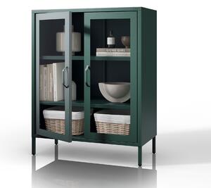 Witryna przeszklona niska butelkowa zieleń: Modern GINA, 800 x 1015 x 400 mm