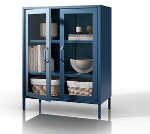 Witryna przeszklona niska granatowa: Modern GINA, 800 x 1015 x 400 mm