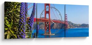 Obraz - Most Golden Gate, San Francisco (z zegarem) (90x30 cm)