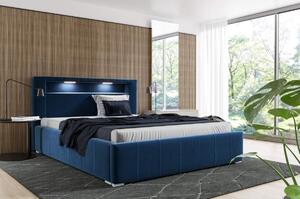 Łóżko tapicerowane pikowane Palermo 180x200 Niebieskie