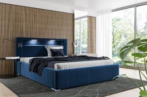 Łóżko tapicerowane pikowane z materacem Palermo 160x200 Niebieskie