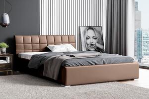 Łóżko tapicerowane pikowane z materacem Kendi 180x200 Brązowe Metalowy Stelaż