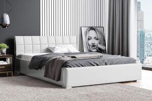 Łóżko tapicerowane pikowane Kendi 140x200 Białe