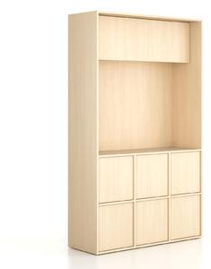 Szafka biurowa FRAME, 6x drzwi, z wnęką, 1299 x 450 x 2162 mm, mechaniczny zamek szyfrowy, brzoza