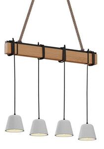 Lucande - Hakona 4 Lampa Wisząca Concrete/Wood