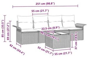 Zestaw Mebli Ogrodowych Komplet Wypoczynkowy Z Poduszkami 5-Częściowy Czarny Rattan Na Taras Balkon Ogród