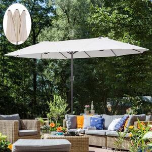 Parasol Outsunny Double 455 x 265 cm, parasol z ochroną UV i korbą, wiatroodporny parasol balkonowy, parasol z korbą, osłona przeciwsłoneczna