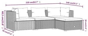 Zestaw Mebli Ogrodowych Komplet Wypoczynkowy Z Poduszkami 4-Częściowy Czarny Rattan Na Taras Balkon Ogród