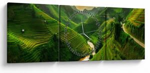 Obraz - Tarasy ryżowe Mu Cang Chai (z zegarem) (90x30 cm)