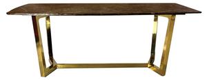 Elegancki stół Roseta 200/100/75cm z brązowym marmurowym blatem i złotymi chromowanymi nóżkami