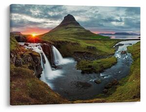Obraz - Kirkjufell o zachodzie słońca (70x50 cm)